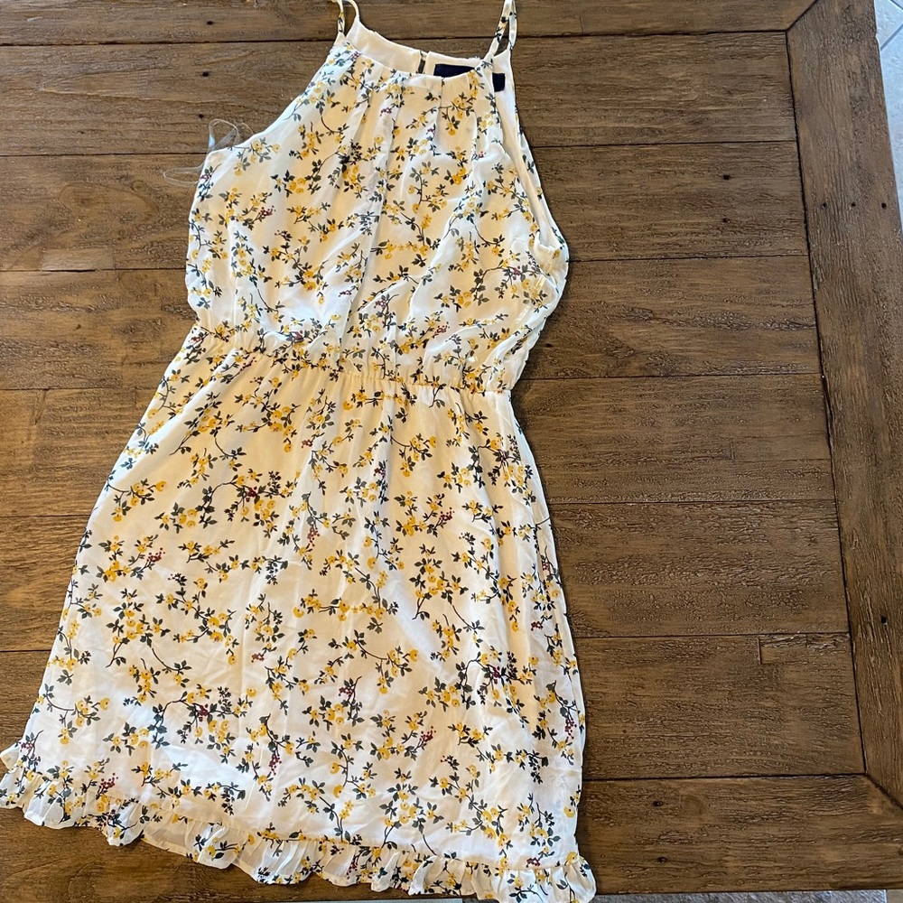 Blue Rain Floral Halter Dress